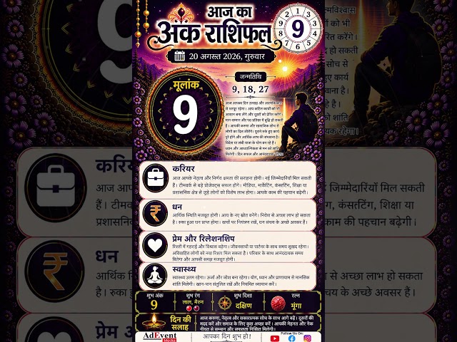 आज का अंक राशिफल | मूलांक 9 वालों के लिए कैसा रहेगा आज का दिन?