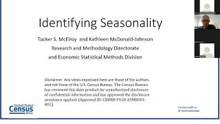 Celebrity a1 Identifying Seasonality Tutorial by Tucker McElroy Wealth