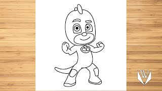 How to draw Gekko Pj mask Step by step, Easy Draw | Free Download Coloring Page