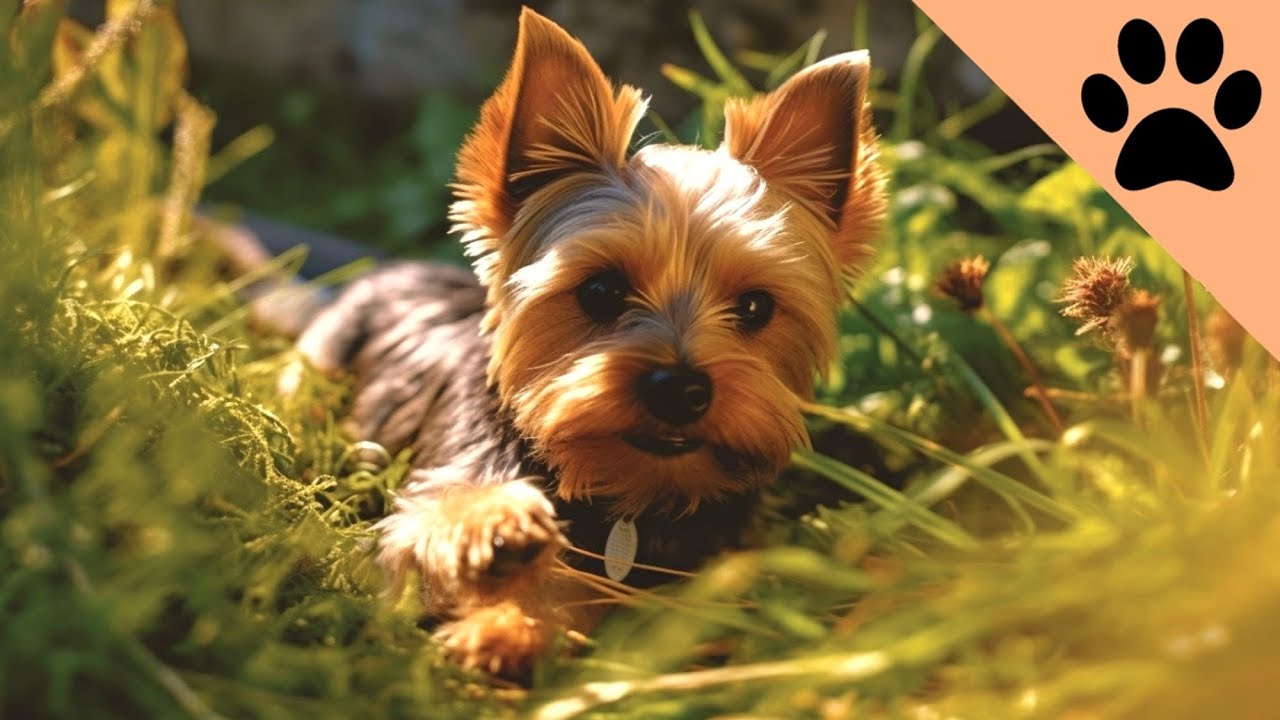 Cute Yorkshire Terrier dog on a sandy Stock Video Pond5
