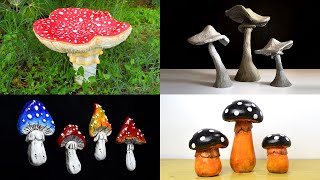 TOP 4 BEST DIY Cement Mushrooms 🍄 Concrete Craft Compilation