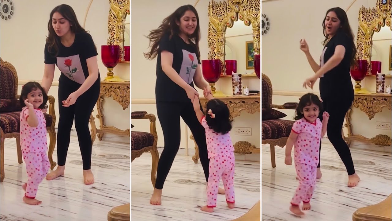 Актриса Сайешша танцует со своей дочерью💃💝Дочь Арьи Ариана танцует со своей мамой🥰