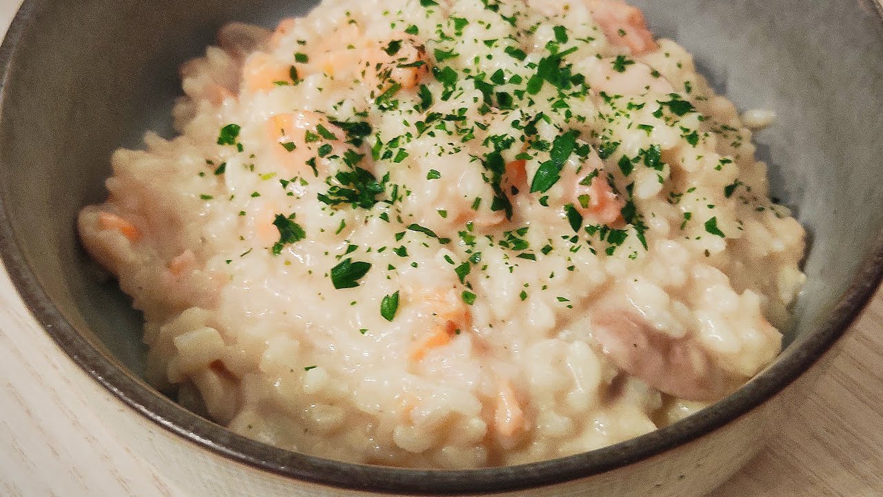Risotto champignons saumon fumé