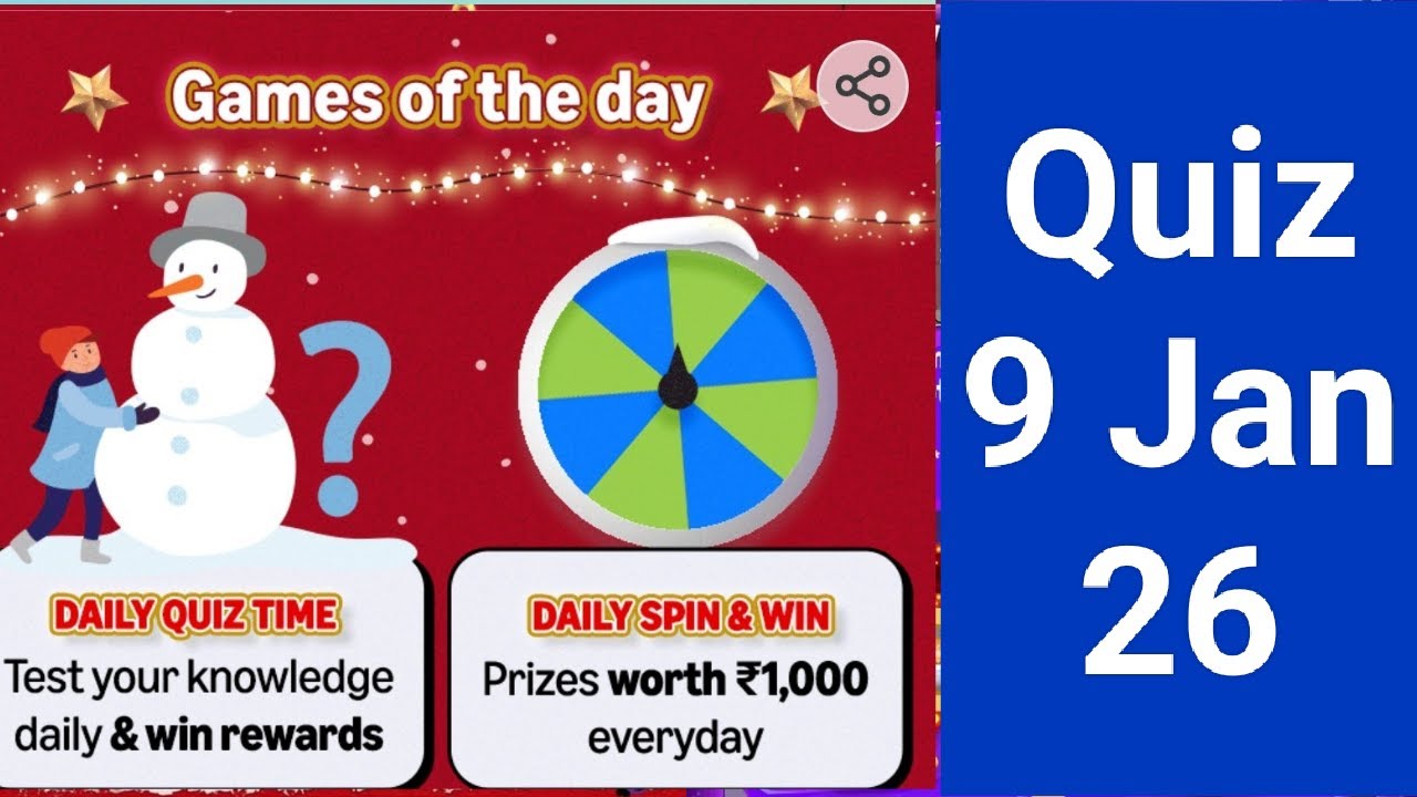 Daily Amazon Quiz Time/New Spin and Win/Download Pi Use Referal sunilksaini 9 Jan 26