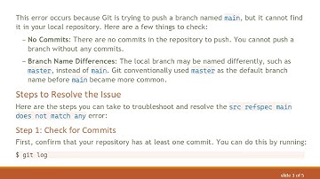 Troubleshooting the src refspec main does not match any Error in Git