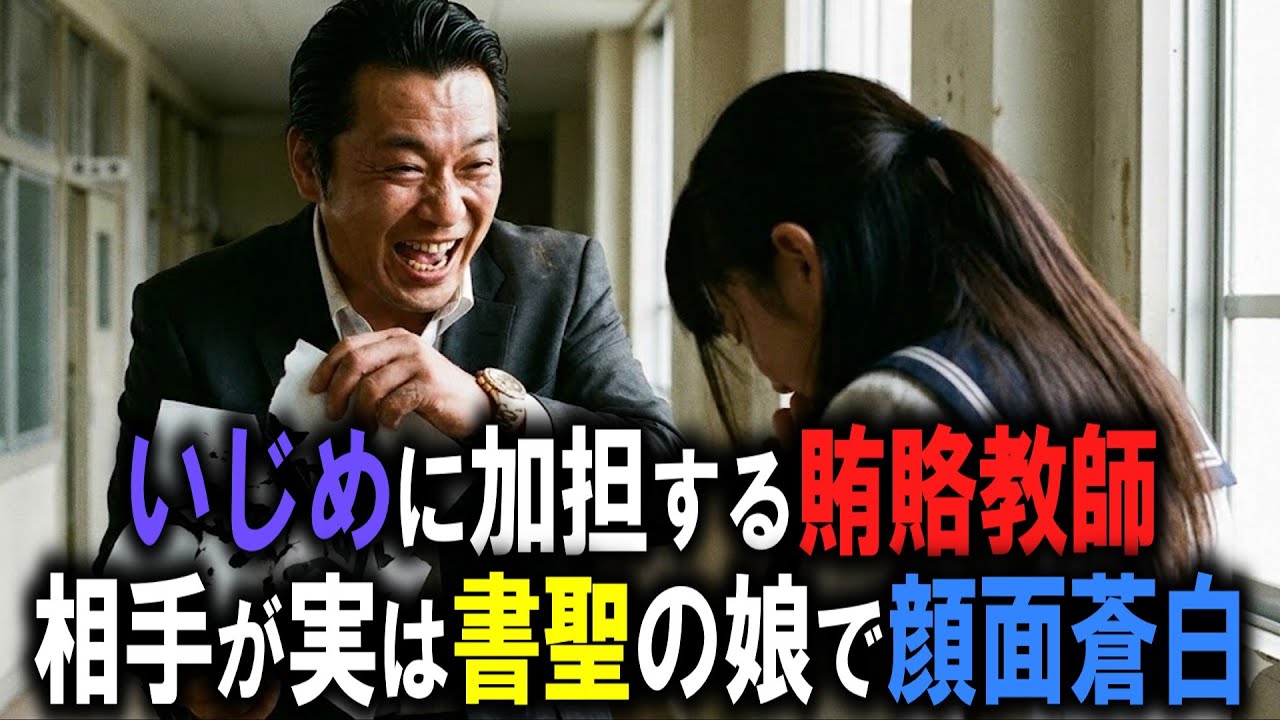 【スカッと】私の習字を「教科書の写しw」と破棄した賄賂教師。実は日本一の書聖の孫だとバレた瞬間、顔面蒼白で土下座w