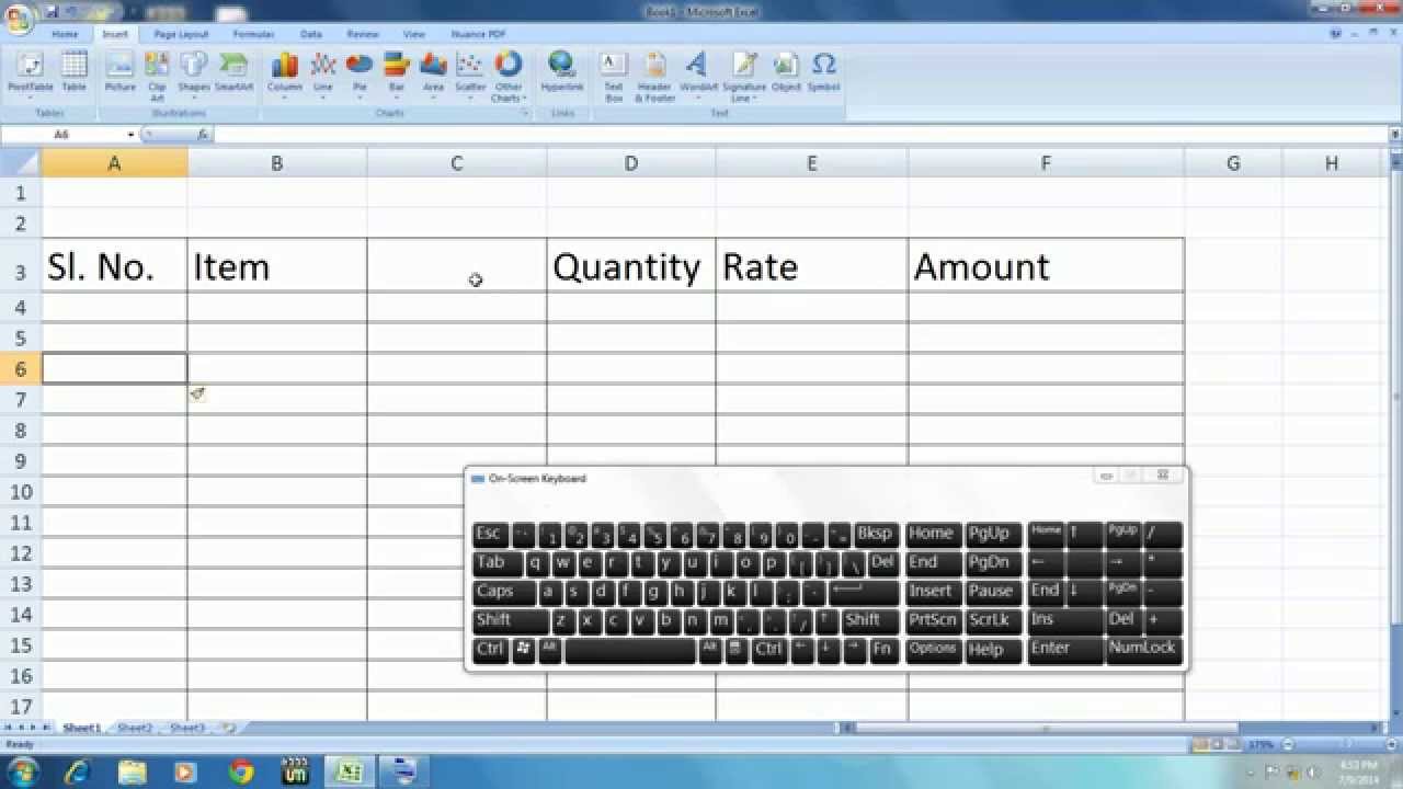 add shortcut key in excel