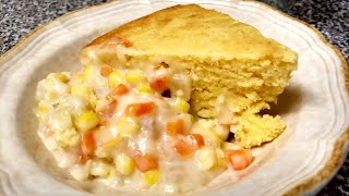 Cornbread Chicken Pot Pie Recipe || Pot Pie with Cornbread Crust