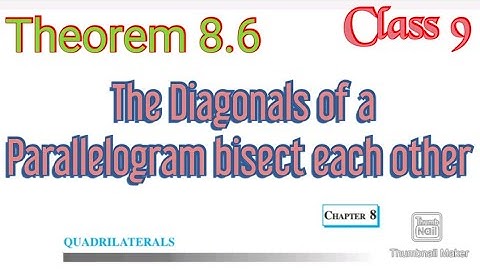 Theorem 8.6: The diagonals of a parallelogram bisect each other.