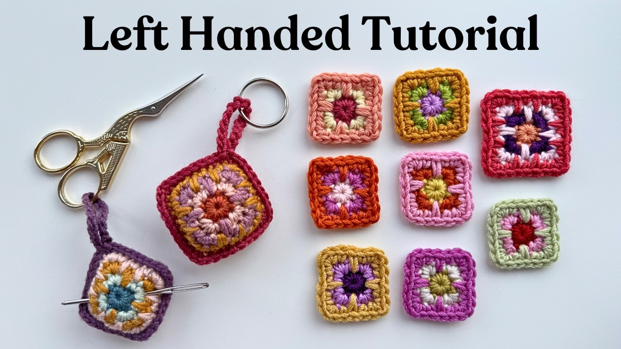 LEFT HANDED How to Crochet a Teeny Tiny Square (+ Make a Keychain/Pincushion)