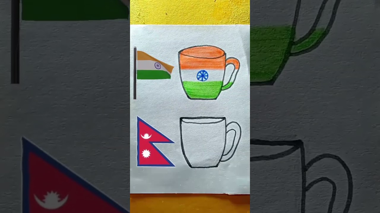 Indian Flag 🇮🇳 Nepal Flag 🇳🇵 Drawing Republic Day Drawing 