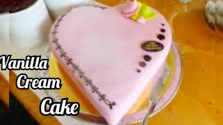 கிரீம் கேக்|Vanilla cream cake recipe in tamil|Vanilla cream cake without oven|Valentine's day cake