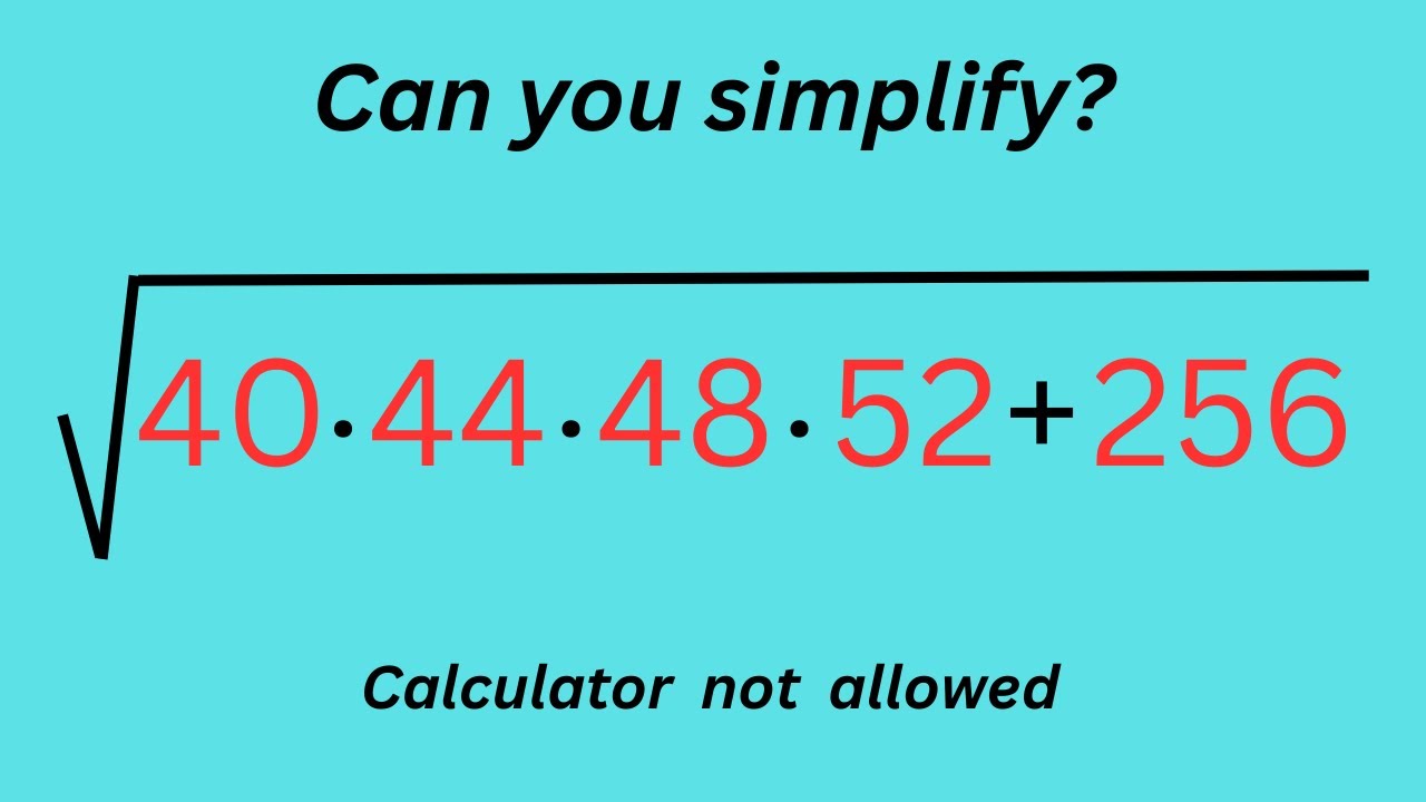 A very nice square root math simplification | Math olympiad problem ...