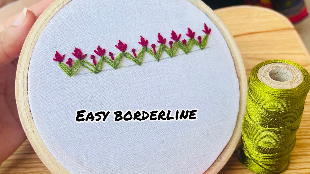 Gorgeous easy borderline stitch for beginners |hand embroidery border ...