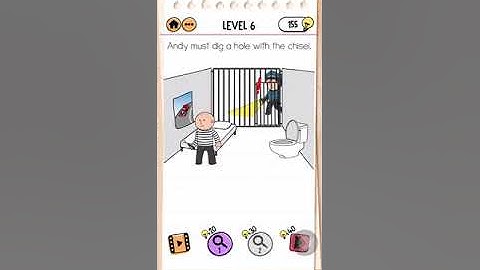Brain Test 2 - Level 6 - Prison Escape, Andy must dig a hole with the chisel.