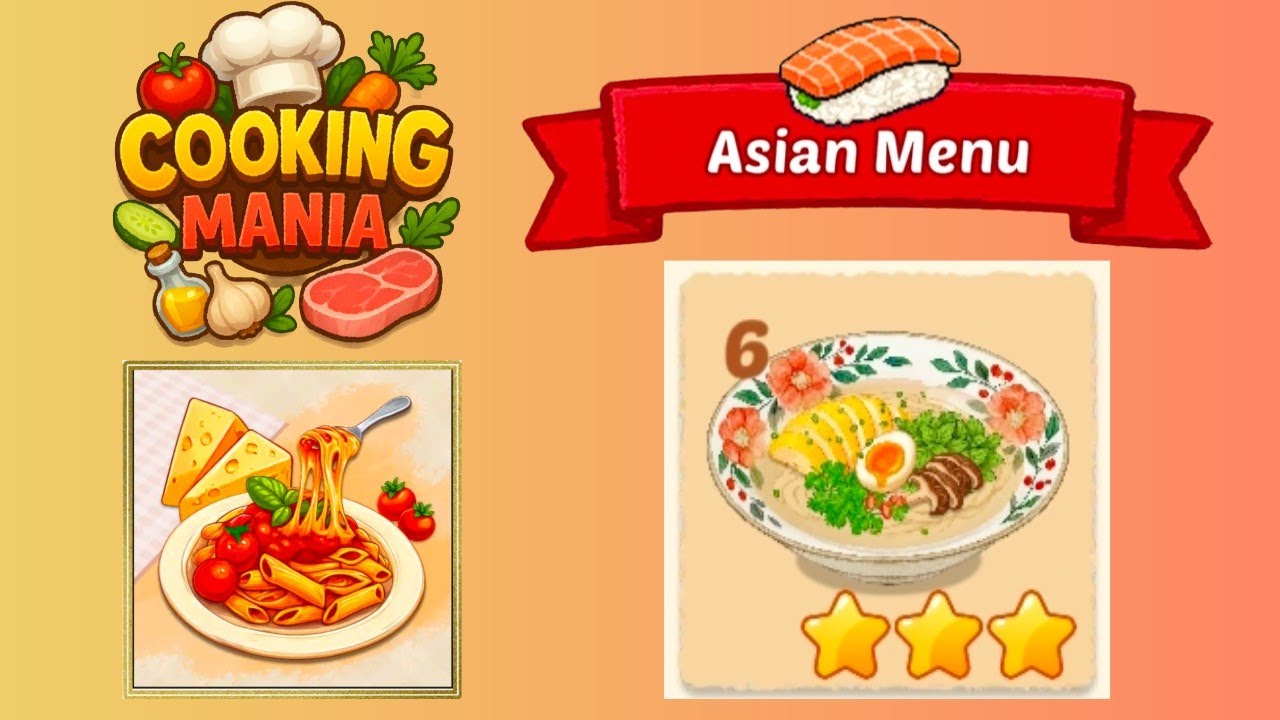 Cooking mania Asian menu level 6 solution walkthrough 