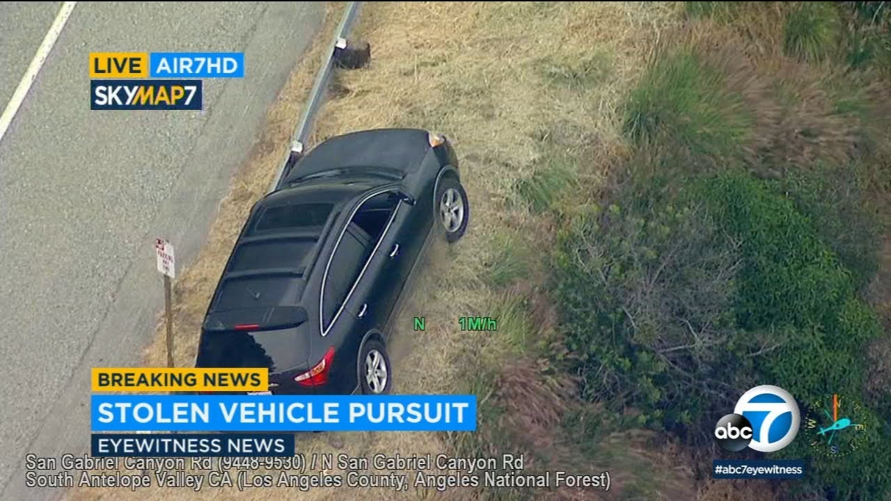 POLICE CHASE Suspect drives off road, gets stuck on Angeles National