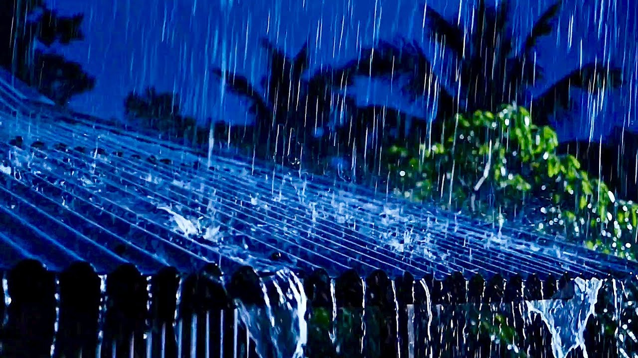 Heavy Rooftop Rain at Night 🌧️ | RAIN SOUND For Deep Sleep, Stress Relief, Relax 😴
