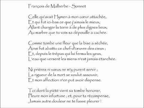 Malherbe (François de) : SONNET - Celle quavait Hymen à mon cœur attachée, @PoemeMinute