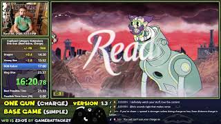 Cuphead One Gun Charge in 23:32 (Base Game, Simple)