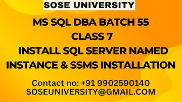 SqlDBA Batch55 Class7 Install SqlServer Named Instance & SSMS Installation || Contact +91 9902590140
