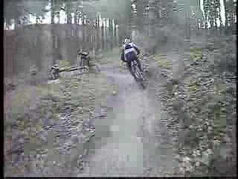 Helmet cam of a fast downhill singletrack section on "Follow The Dog" Cannock Chase. For high resolution version and more mountain bike videos see www.mountainbikerides.co.uk