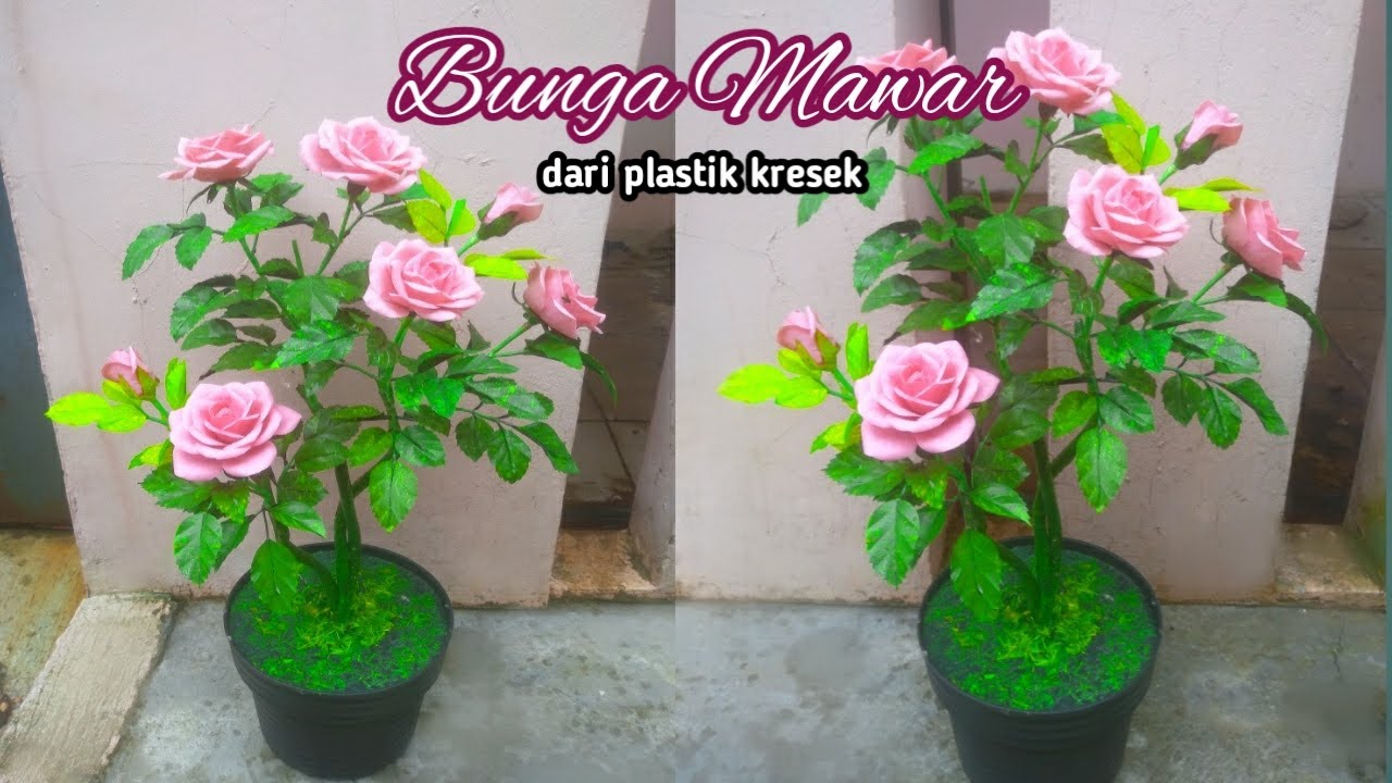 Bunga mawar dari plastik kresek