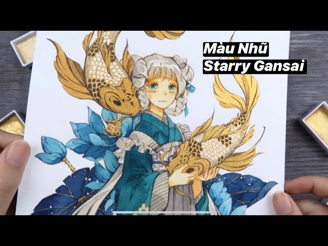 Họa Cụ Lỗ Store ] Review Màu Nhũ Starry Gansai | Speed Watercolor Paint |  Hồng - Youtube