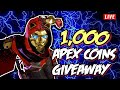 Apex Legends 1,000 COINS GIVEAWAY AT 500 LIKES PC LIVE STREAM