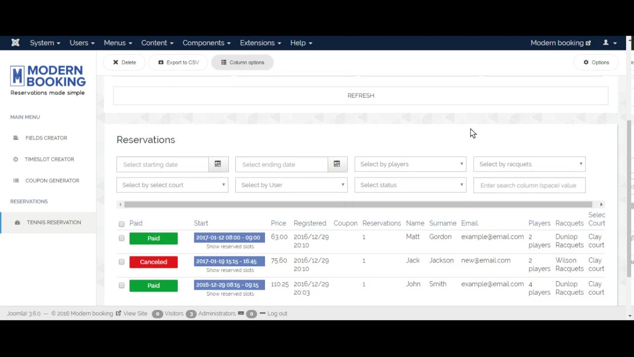 Backend tutorial for modern booking calendar