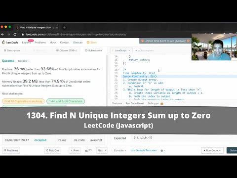 How to Solve "1304 Find N Unique Integers Sum up to Zero" on LeetCode? - Javascript