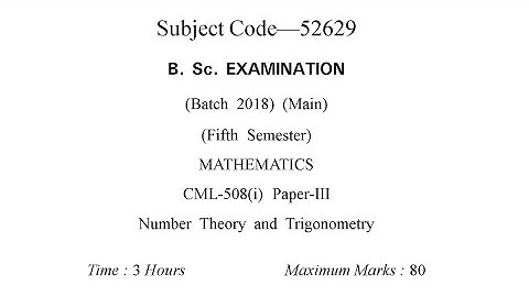 Number Theory & Trigonometry Previous Year Question Paper of 5th semester | Gju Hisar | Mathematics