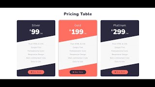 How To Make Responsive Price Table with Pure HTML and CSS|Create Price Table Using HTML & CSS