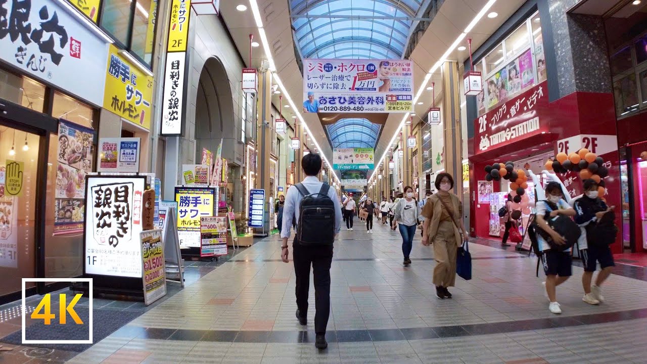 [4K] Город Химэдзи, прогулка по торговой улице - Миюки, улица Хонмати | АСМР 🇯🇵