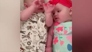 Cute Twin Babies Play And Laugh Together
