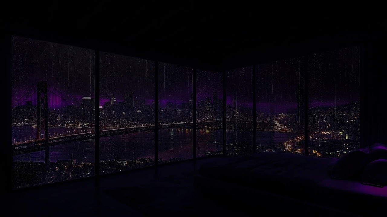 HEALING SLEEP All Night 🌧️😴 Rain & Thunder Over Luxury NYC High-Rise Skyline 🌃 Insomnia Relief