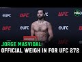 Jorge Masvidal weighs in for UFC 272 and shows off new flying knee tattoo