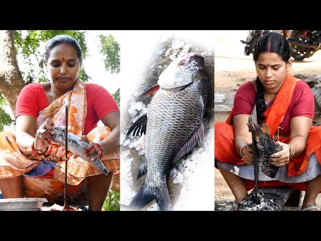 Amazing 😲 ! Big Lady fish cutting and chopping skills in Sri