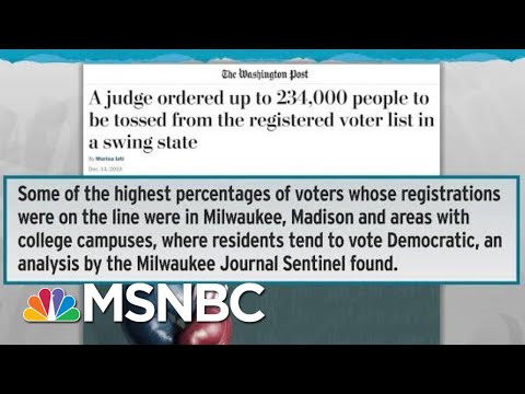 GOP Purges Voters In Close Election States Ahead Of 2020 | Rachel Maddow | MSNBC