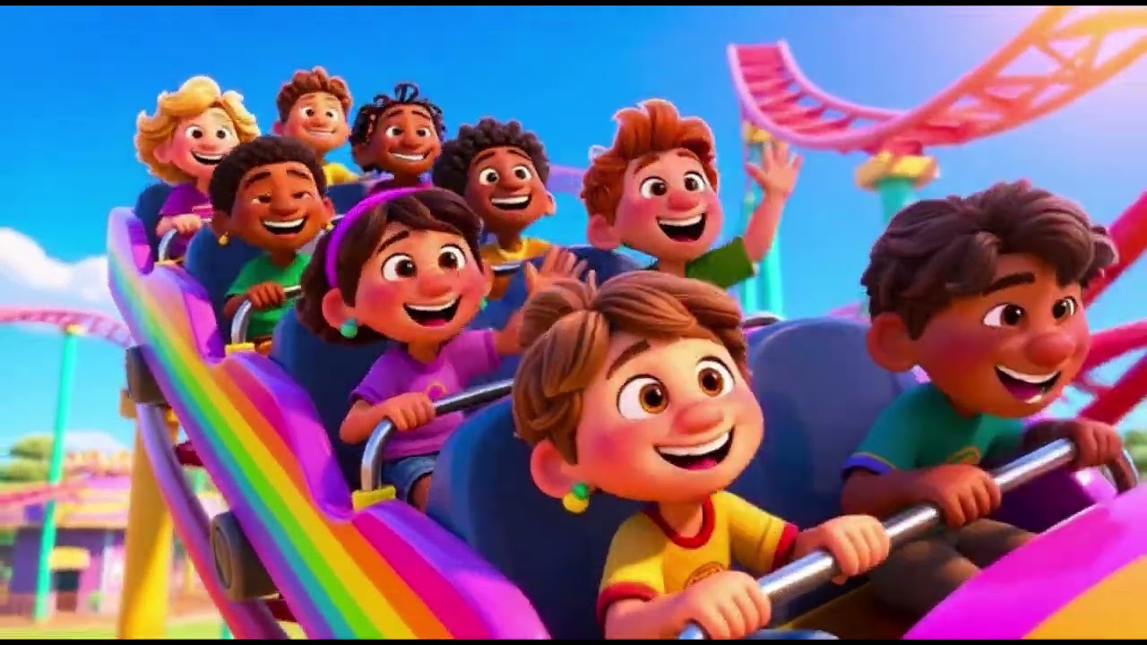 The Rainbow Roller Coaster 🎵 | Kids 3D Animated Nursery Rhyme | Fun Sing-Along Adventure