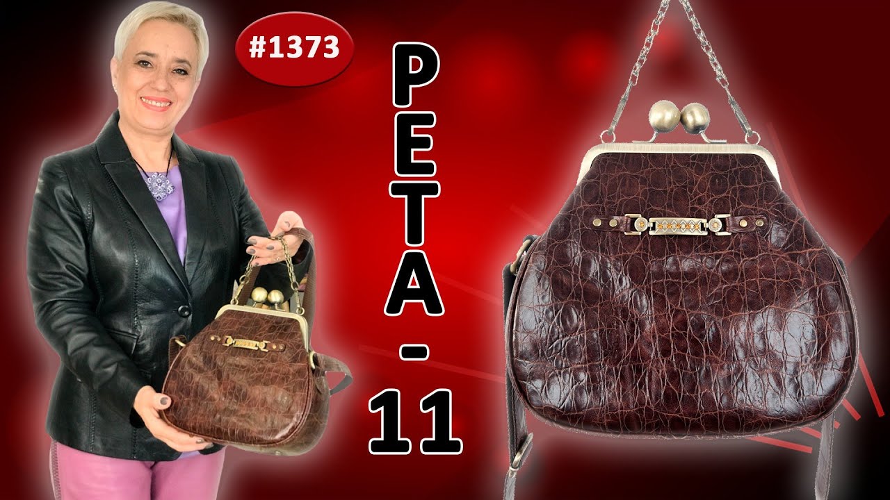 Пошив вместительной сумочки Рета 11 с минимальными размерами. Кожа коричневая, с тиснением крокодила