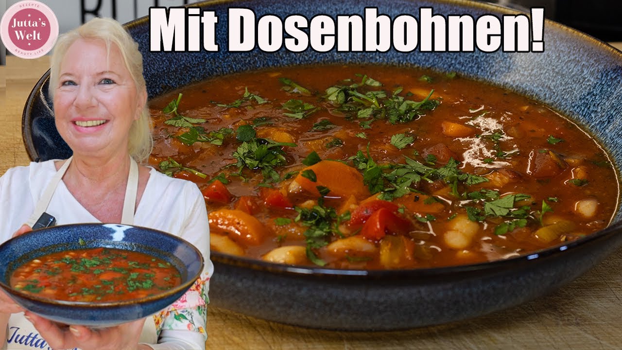 Bohnensuppe Rezept nach serbischer Art 🫘 Deftig & in 30 Min.⏰ dank Dosenbohnen