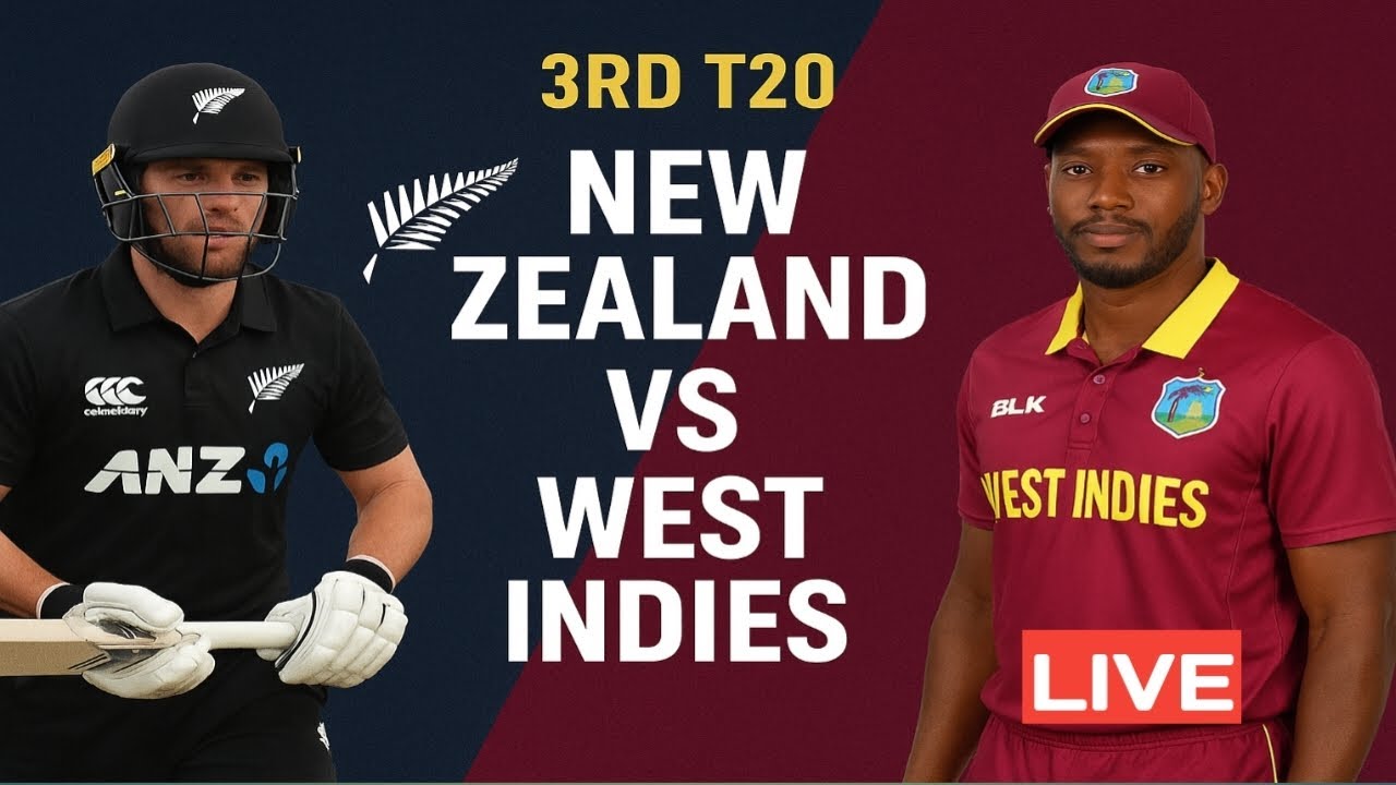 NZ vs WI Live | 3rd T20 Match | New Zealand vs West Indies Live 2025 ...