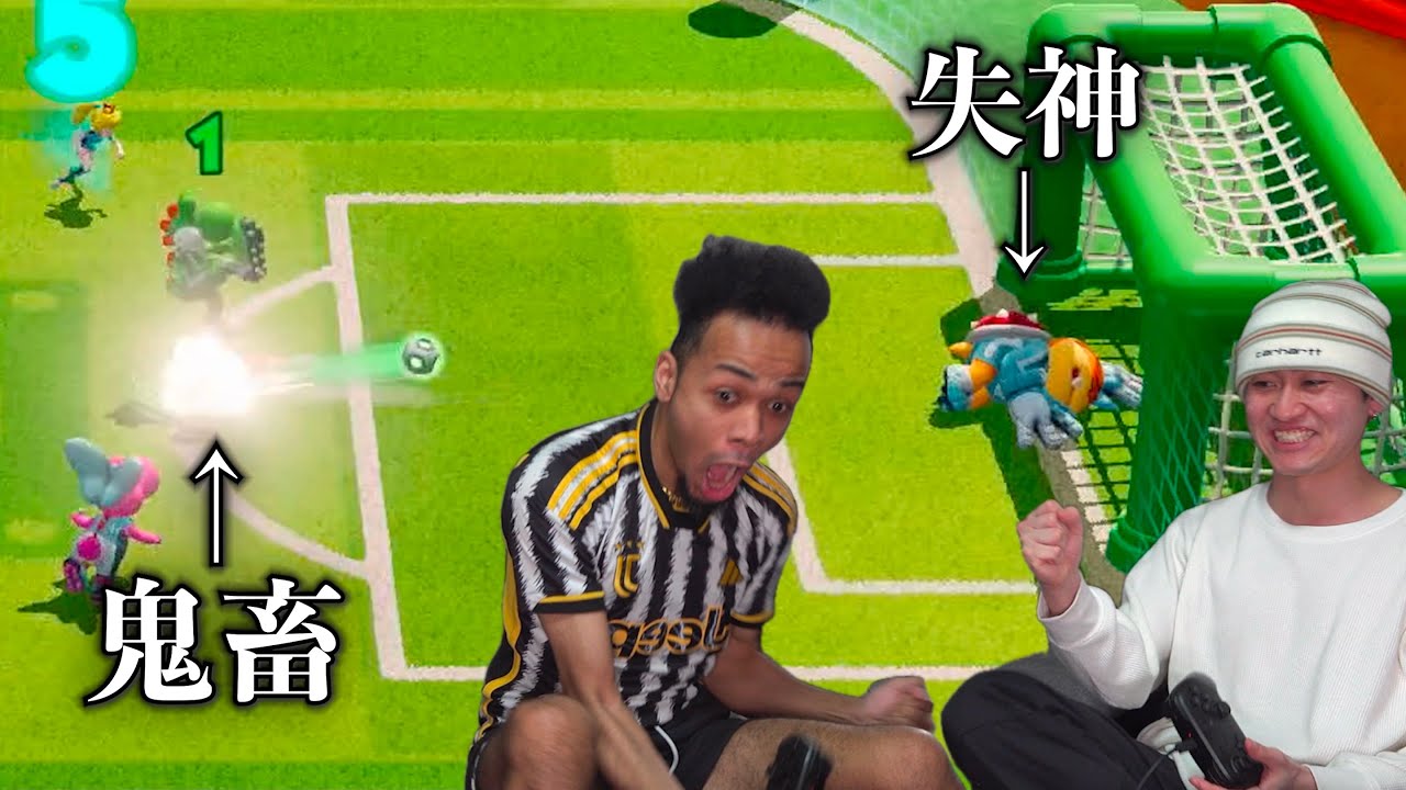 失神したGKに容赦なく弾丸シュートを叩き込むヨッシーがいた。【マリオストライカーズ】