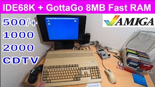 IDE68K + GottaGo 8MB Fast RAM IDE interface for Amiga 500 Plus 1000 2000 and CDTV