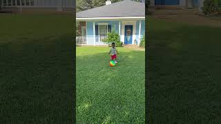 Teaching my son how to kick the ball to intended target #sportparents