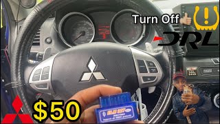 How To Turn Off Tpms Sensor For Mitsubishi Lancer 2007 To 2018 And Drl Off