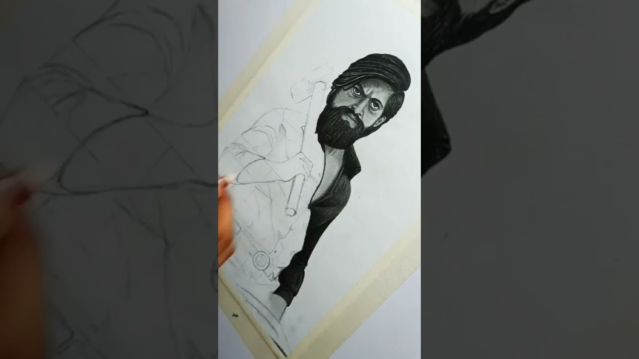 KGF Chapter 2 drawing Yash with only Natraj pencil
