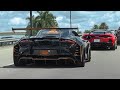 SUPERCARS BLASTING SF90 XX Ford GT Bugatti Veyron MANSION Rally To Supercar Saturdays Florida
