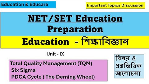 Total Quality Management (TQM) ,Six Sigma  PDCA Cycle ( The Deming Wheel ) || NET SET Education ||